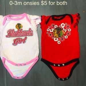 Chicago Blackhawk’s baby girl onsies 0-3m